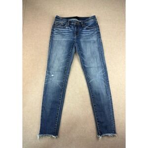 Buckle Black Jeans Women's Size 25 Blue Ankle Skinny Mid Rise Distressed Raw Hem